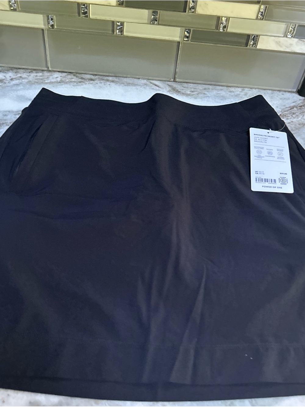 Athleta  Women's Brooklyn Skort Skirt Black 10 T New Tennis Golf Pickle Ball